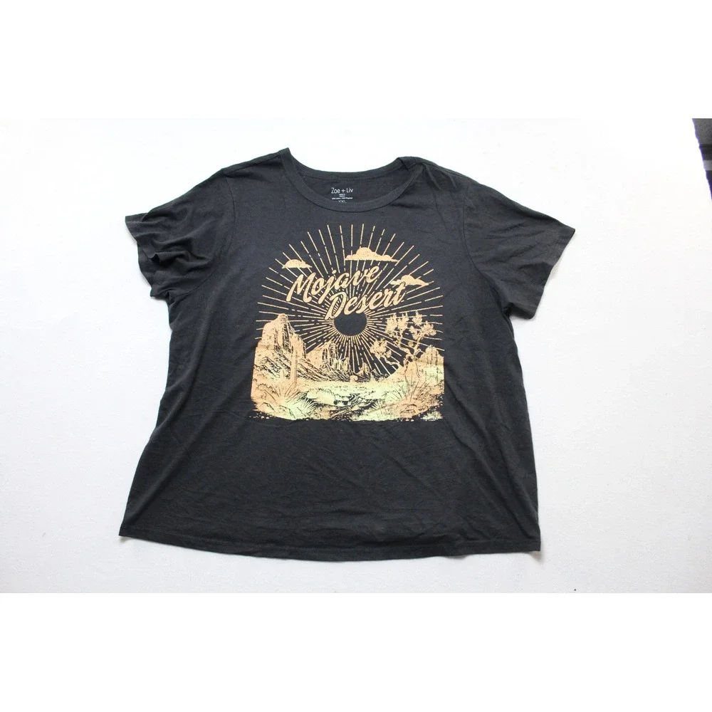Zoe + Liv Graphic Tee Women Double Extra Large Black Excellent Mojave Desert